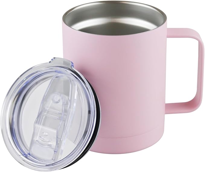 taza para café doble capa antiderrame multifuncional 12oz ROSA