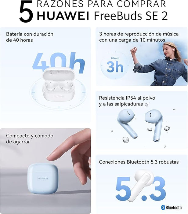 Audifonos Huawei Freebuds Se 2A azul 40 H De Música Continua Grado A