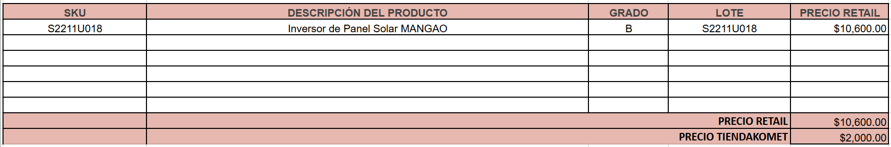 Inversor de Panel Solar MANGAO GRADO B