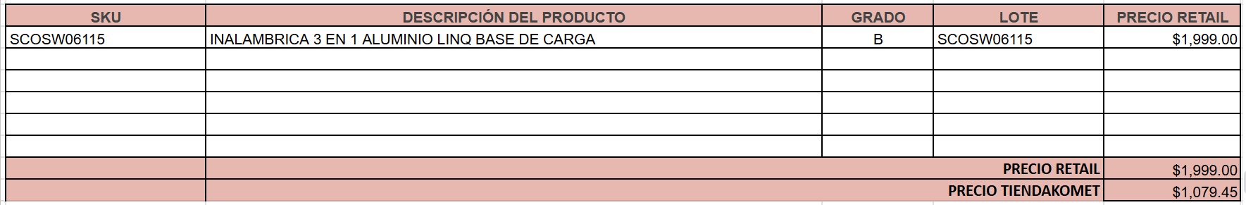 INALAMBRICA 3 EN 1 ALUMINIO LINQ BASE DE CARGA GRADO B