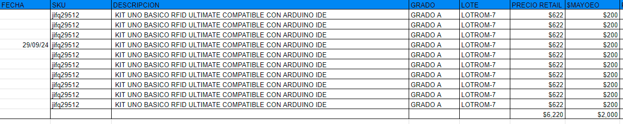 LOTE GRADO B DE 10 PRODUCTOS, KIT UNO BASICO RFID ULTIMATE COMPATIBLE CON ARDUINO IDE