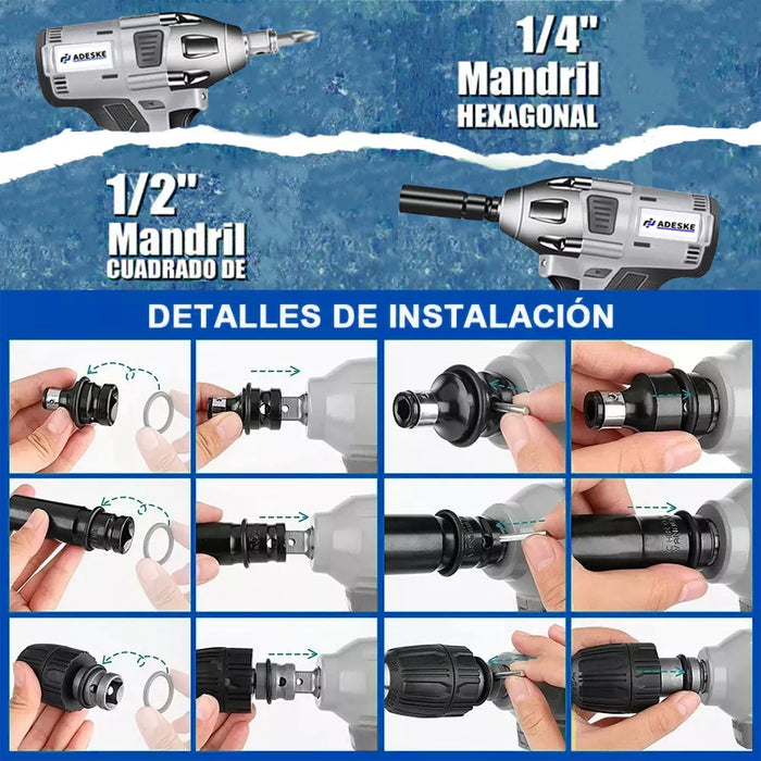 Kit Llave de Impacto Inalámbrico Eléctrico 288vf 2 Baterías GRADO B