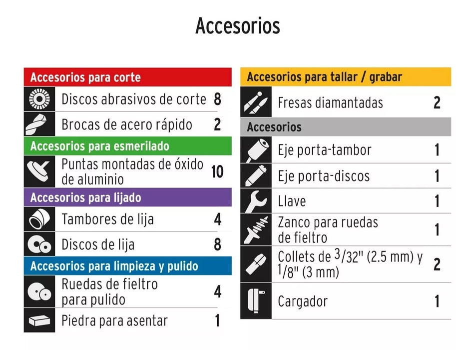 Truper Mototool Rotativa Inalambrica con 45 Accesorios 7 2v Profesional Frecuencia 60hz GRADO B