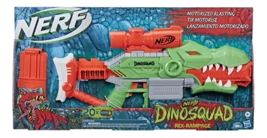 Lanzador Nerf Dinosquad Rex-rampage Motorizado Con 20 Dardos