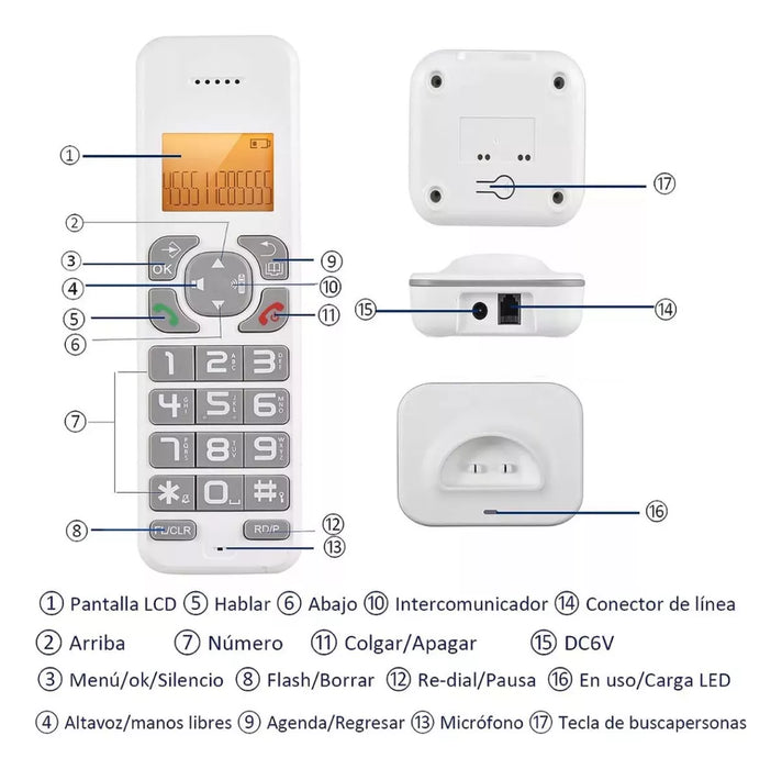 teléfono gena rica d1102b inalámbrico 127 220v BLANCO GRADO B