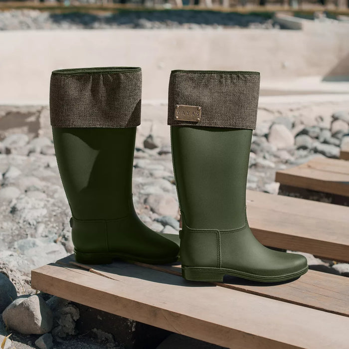 Bota De Lluvia Camper Para Mujer - Diseño Impermeable. VERDE PANTANO