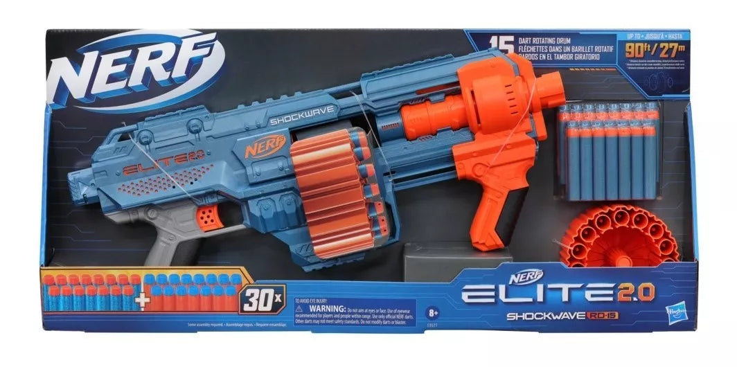 Lanzador Shockwave Rd-15 Con 30 Dardos Nerf Elite, +8 Años