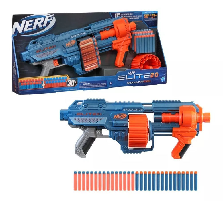 Lanzador Shockwave Rd-15 Con 30 Dardos Nerf Elite, +8 Años