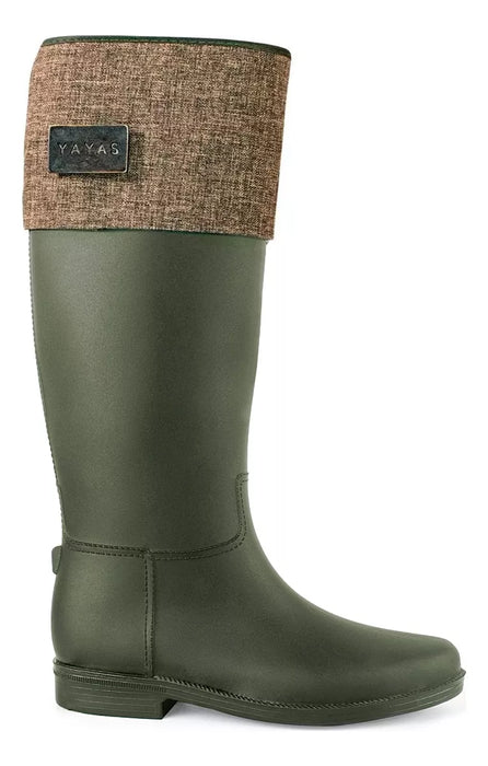 Bota De Lluvia Camper Para Mujer - Diseño Impermeable. VERDE PANTANO