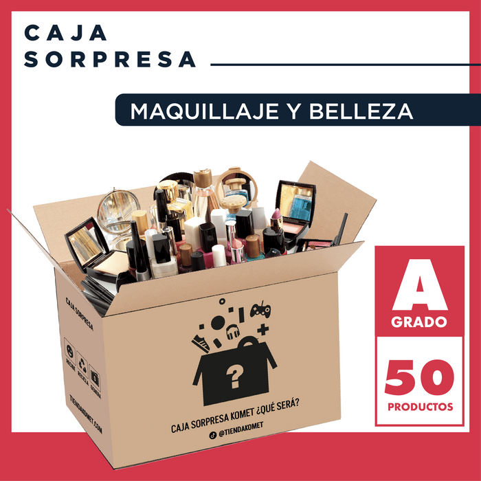 Caja Sorpresa Jumbo de Maquillaje y Artículos de Belleza Grado (A)-50 productos