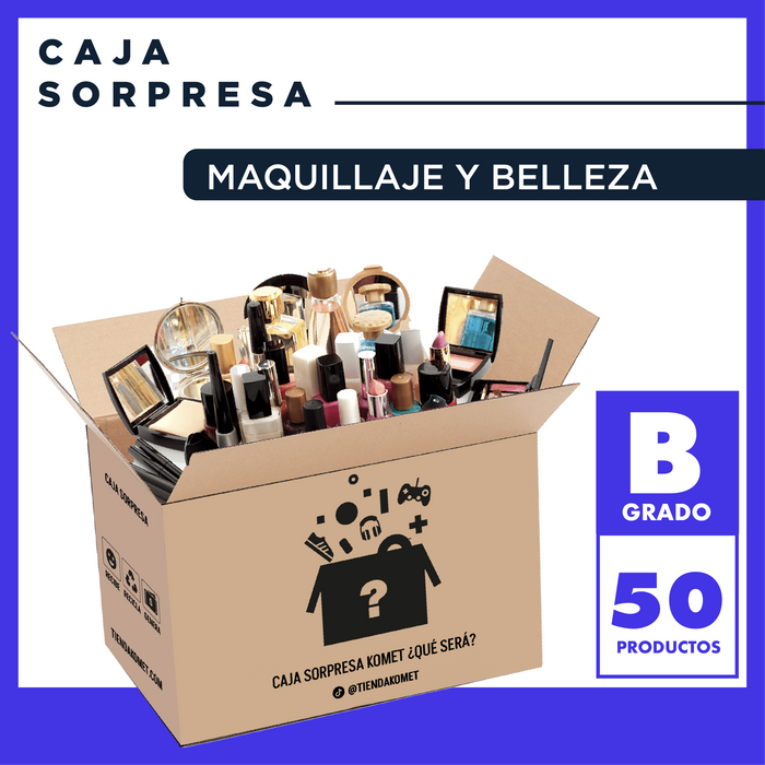 Caja Sorpresa Jumbo de Maquillaje y Artículos de Belleza Grado (A)-50 productos