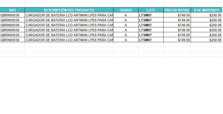 Lote 6 piezas cargador de bateria LCD Artman LPE8 Grado A