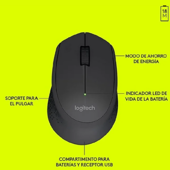 Mouse Inalámbrico Negro Logitech M280