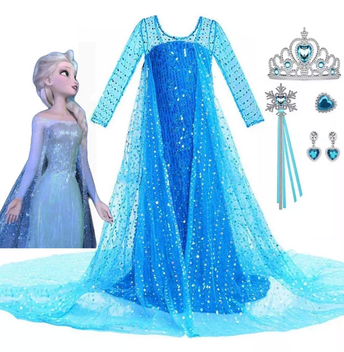 VESTIDO DE PRINCESA TIPO ELSA PRINCESS FROZEN MARCA GENERICO