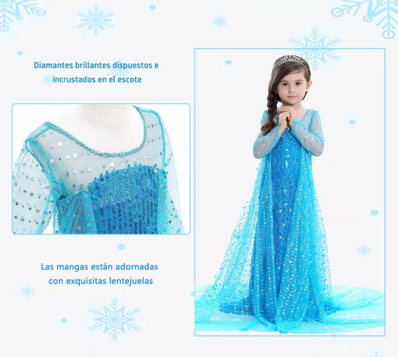 VESTIDO DE PRINCESA TIPO ELSA PRINCESS FROZEN MARCA GENERICO