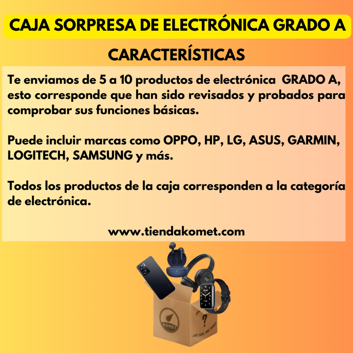 CAJA SORPRESA ESPECIAL ELECTRÓNICA GRADO A (5-10 productos)