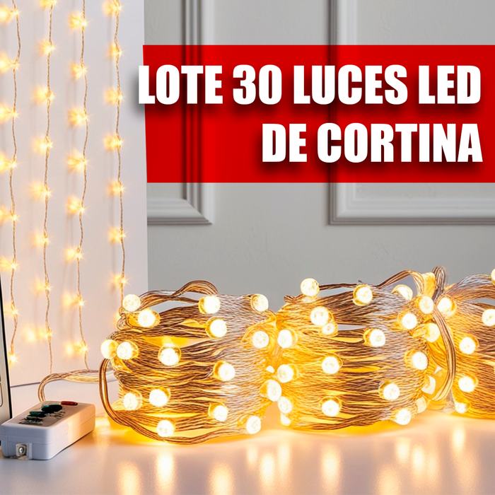 LOTE GRADO A DE 30 CORTINAS DE LUCES LED (3x3 M 300 leds 8 modos de luz)